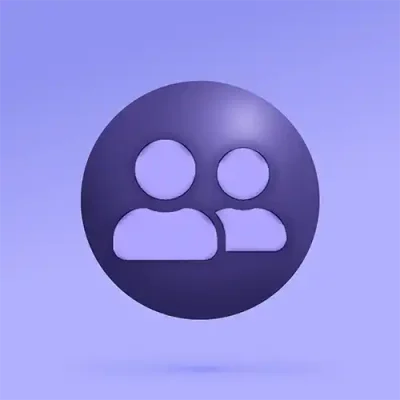 Icono perfil de usuario y base de datos sobre esfera púrpura para el módulo de Censo de Residentes de la App Web Propiedad Horizontal. Representa el registro digital de copropietarios, mascotas y vehículos para una gestión administrativa eficiente y segura.